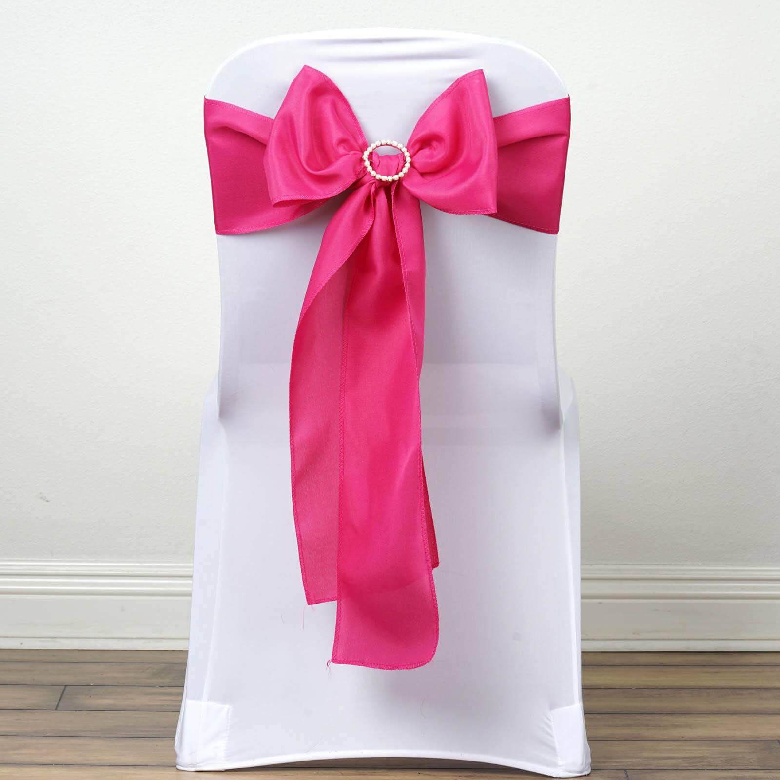 5 Pack Polyester Chair Sashes Fuchsia 6"x108" - Linen Luxes