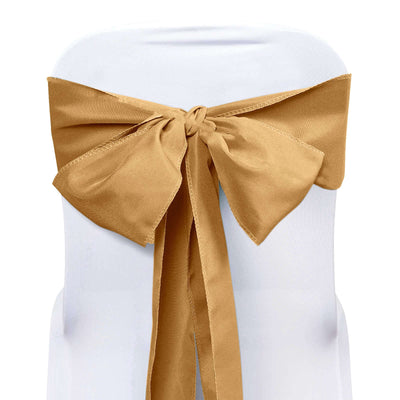 5 Pack Polyester Chair Sashes Gold - Subtle Elegance for Special Occasions 6"x108" - Linen Luxes