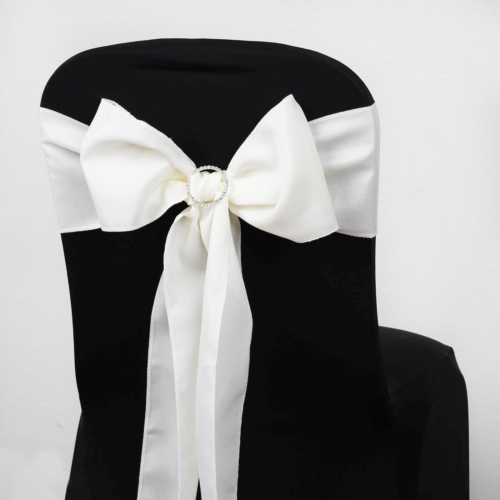 5 Pack Polyester Chair Sashes Ivory 6"x108" - Linen Luxes
