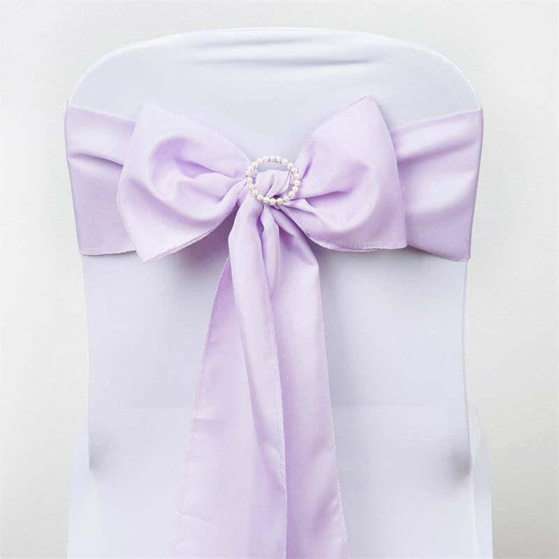 5 Pack Polyester Chair Sashes Lavender Lilac 6"x108" - Linen Luxes