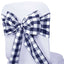 5 Pack Polyester Chair Sashes Navy Blue/White Buffalo Plaid - Durable & Reusable Chair Bows 6"x108" - Linen Luxes