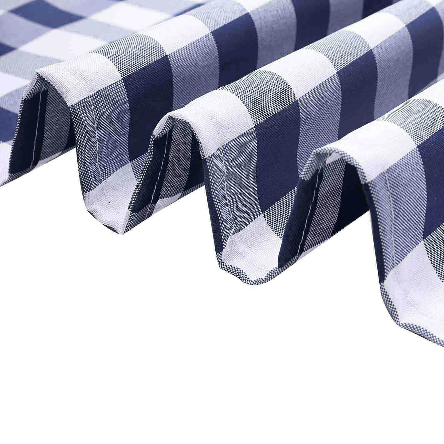 5 Pack Polyester Chair Sashes Navy Blue/White Buffalo Plaid - Durable & Reusable Chair Bows 6"x108" - Linen Luxes