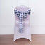 5 Pack Polyester Chair Sashes Navy Blue/White Buffalo Plaid - Durable & Reusable Chair Bows 6"x108" - Linen Luxes