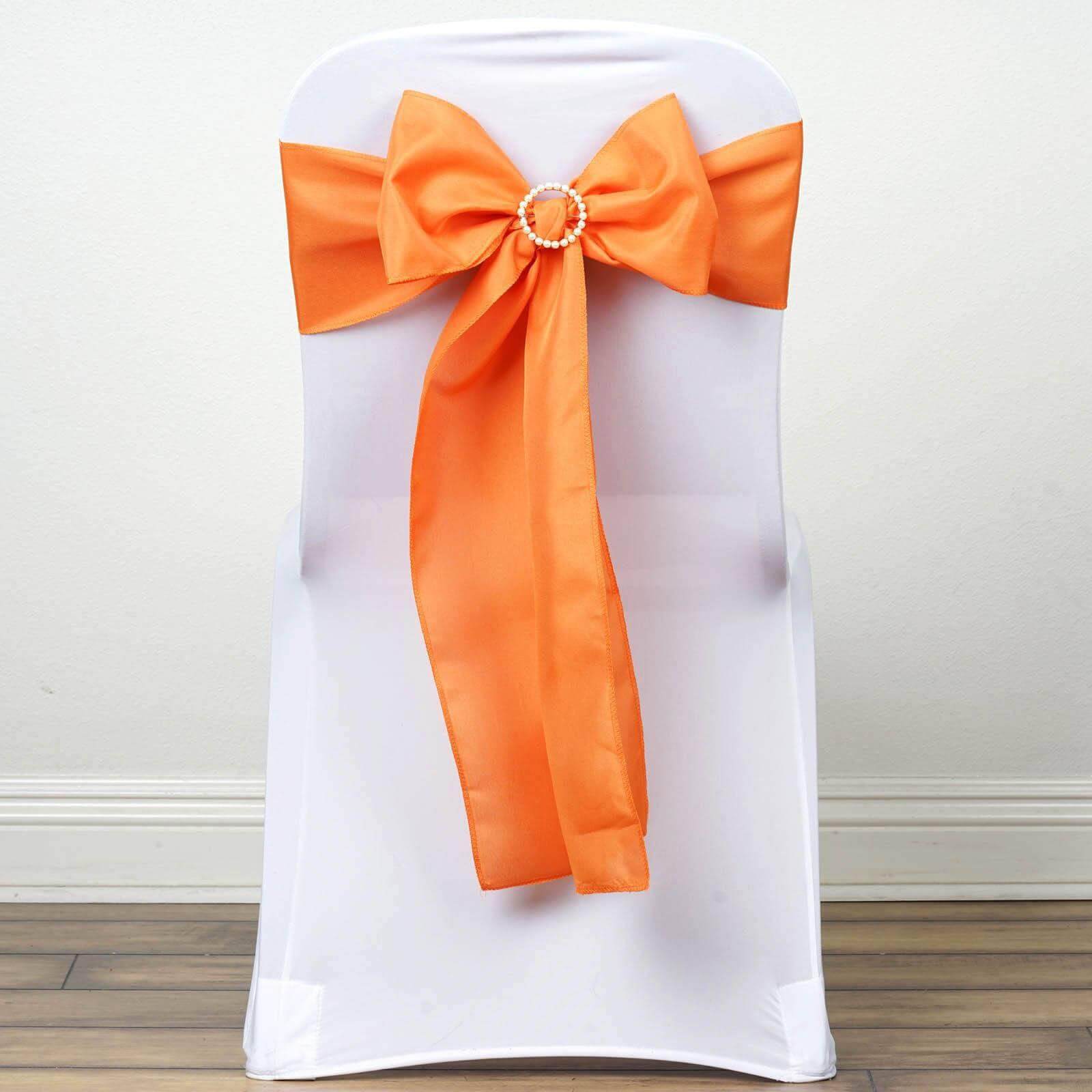 5 Pack Polyester Chair Sashes Orange 6"x108" - Linen Luxes