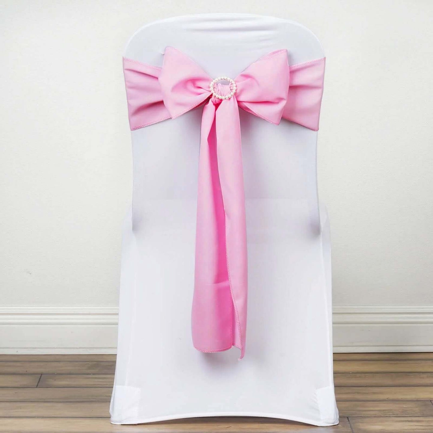 5 Pack Polyester Chair Sashes Pink 6"x108" - Linen Luxes