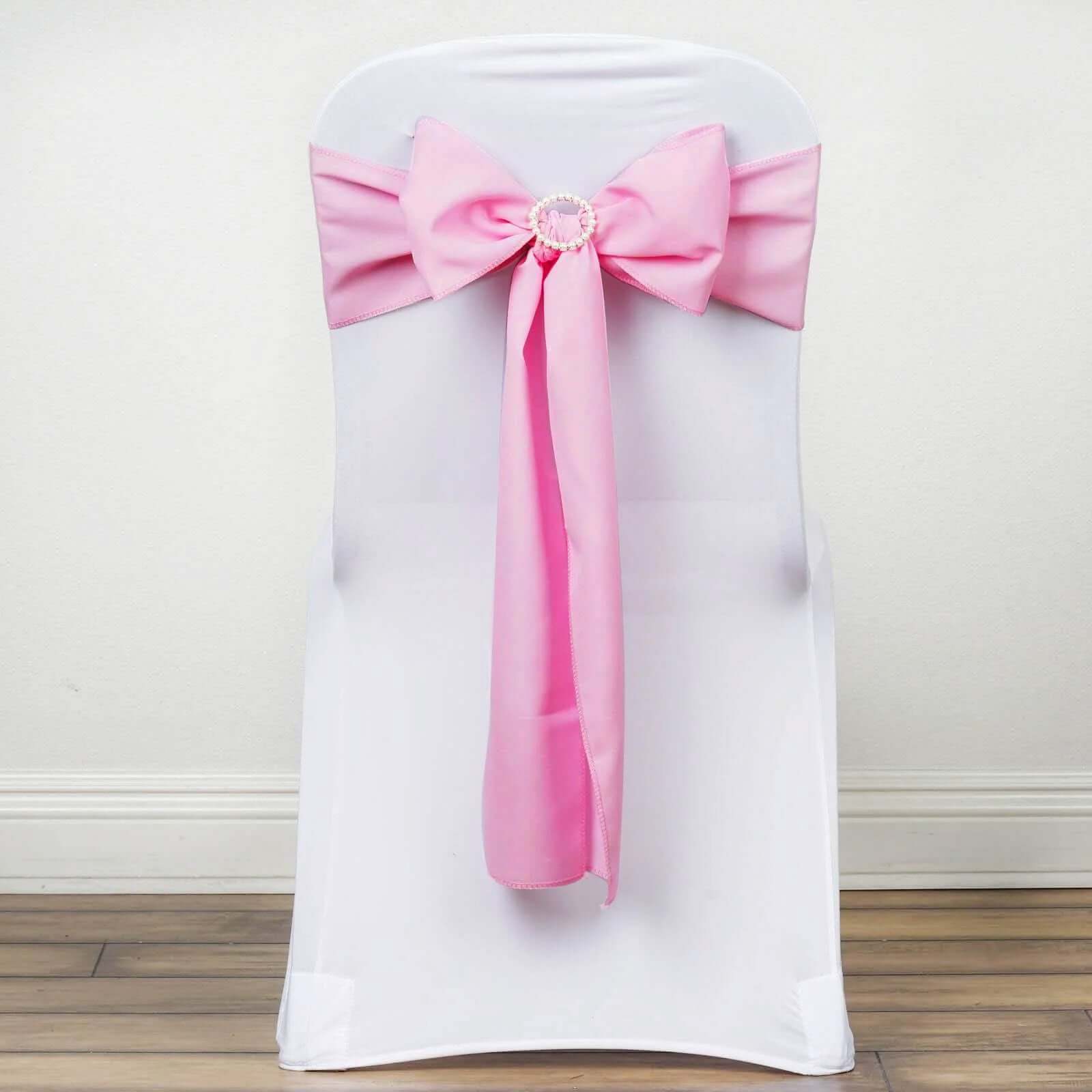 5 Pack Polyester Chair Sashes Pink 6"x108" - Linen Luxes