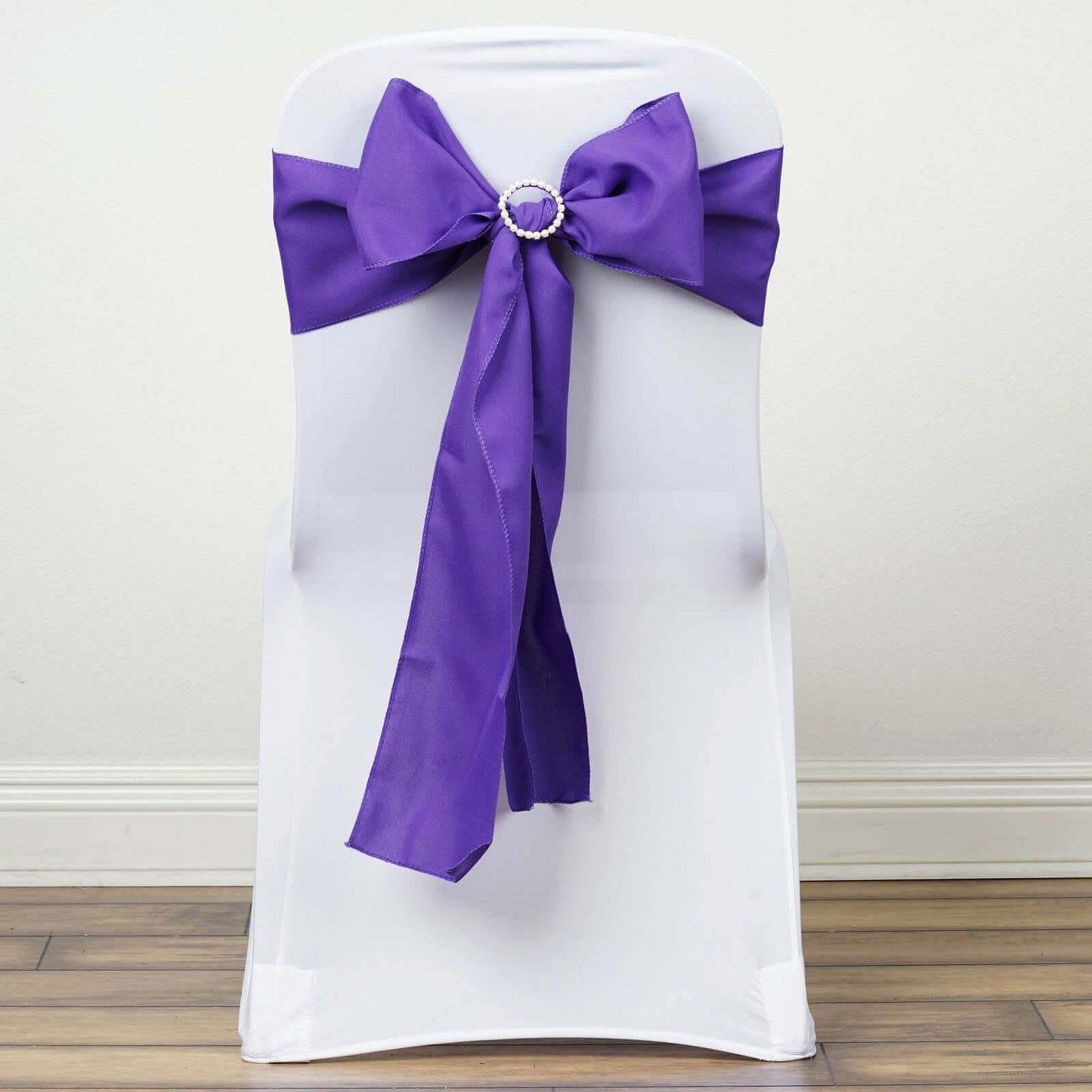 5 Pack Polyester Chair Sashes Purple 6"x108" - Linen Luxes