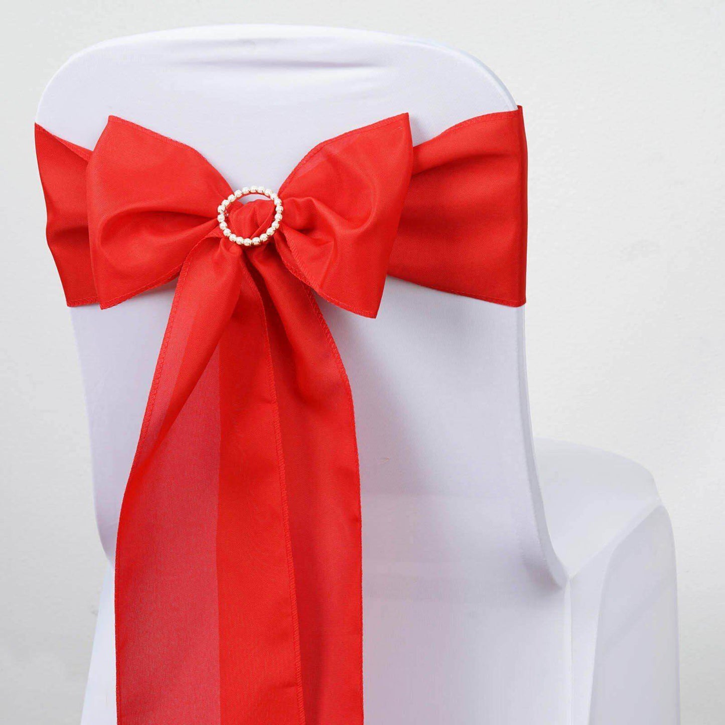 5 Pack Polyester Chair Sashes Red 6"x108" - Linen Luxes