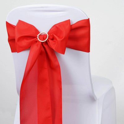 5 Pack Polyester Chair Sashes Red 6"x108" - Linen Luxes