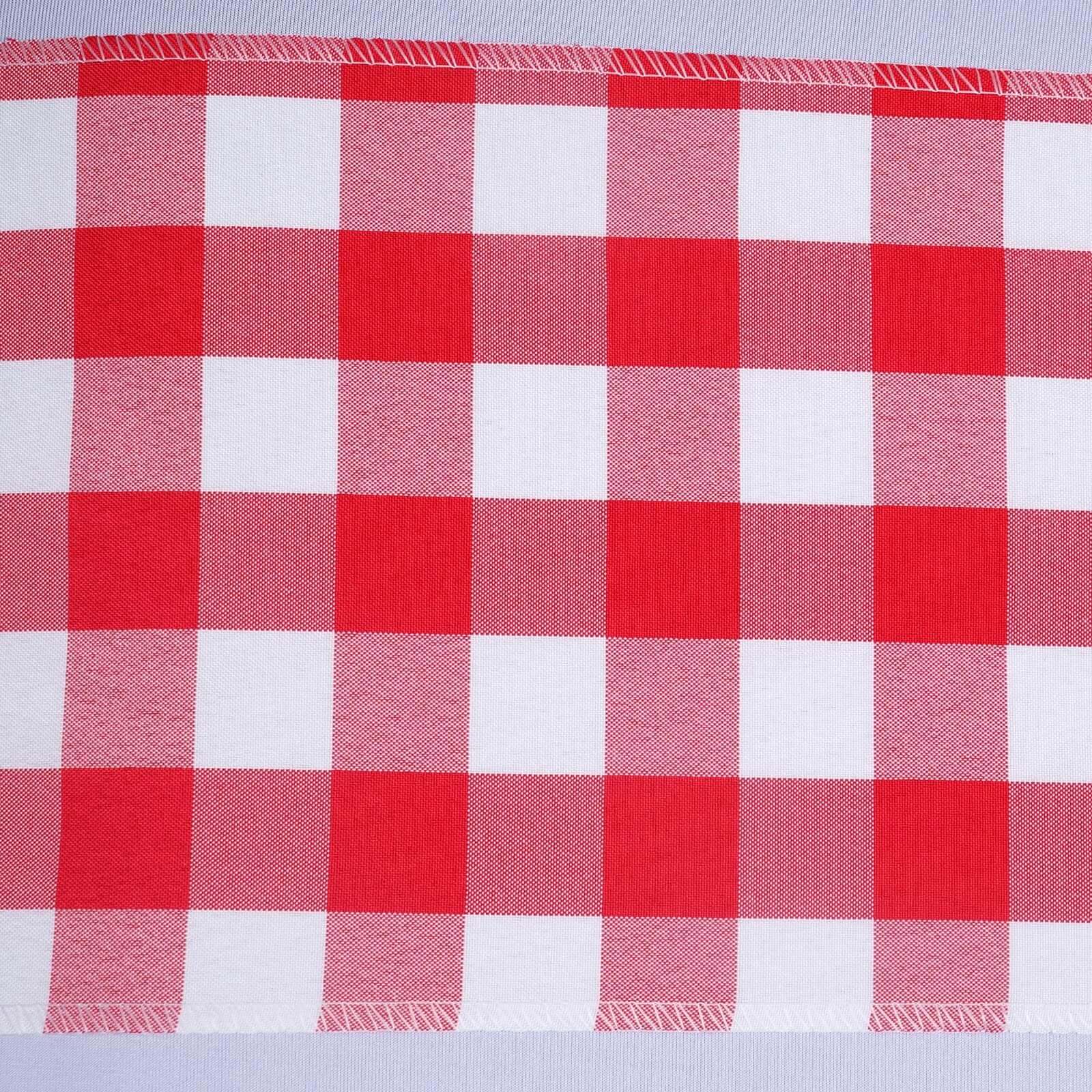 5 Pack Polyester Chair Sashes Red/White Buffalo Plaid - Durable & Reusable Chair Bows 6"x108" - Linen Luxes