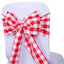 5 Pack Polyester Chair Sashes Red/White Buffalo Plaid - Durable & Reusable Chair Bows 6"x108" - Linen Luxes
