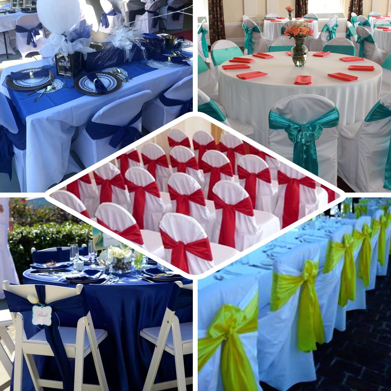 5 Pack Polyester Chair Sashes Silver 6"x108" - Linen Luxes