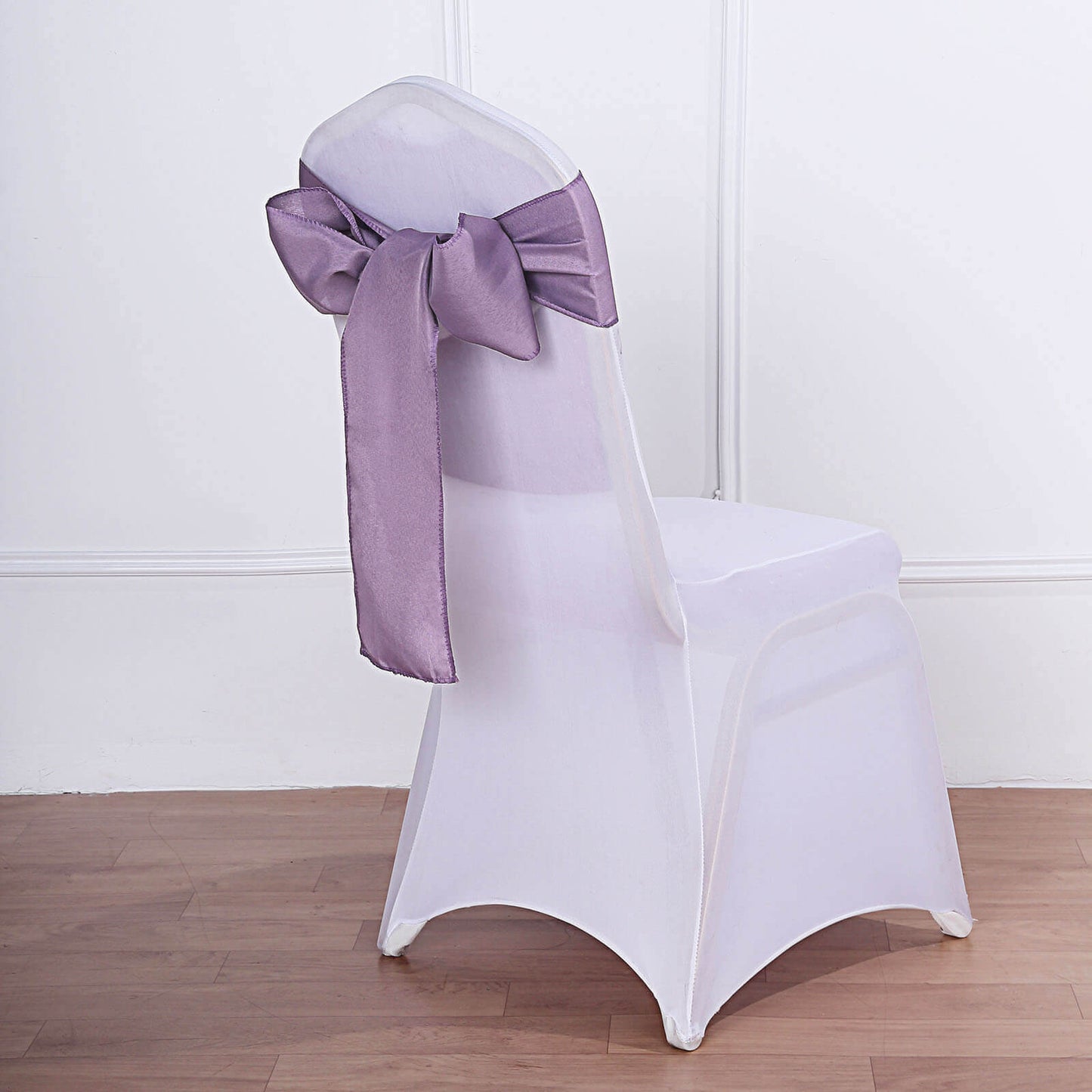 5 Pack Polyester Chair Sashes Violet Amethyst 6"x108" - Linen Luxes