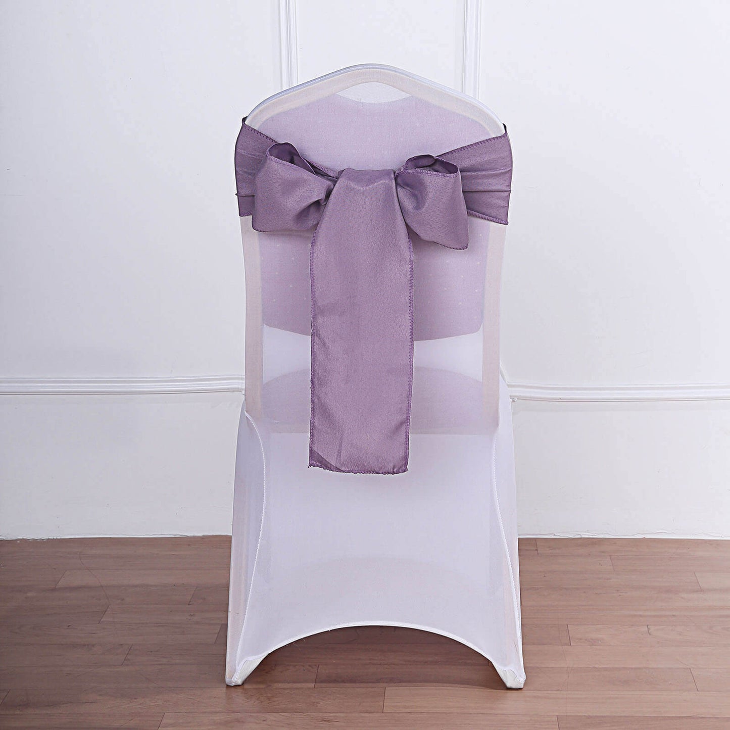 5 Pack Polyester Chair Sashes Violet Amethyst 6"x108" - Linen Luxes