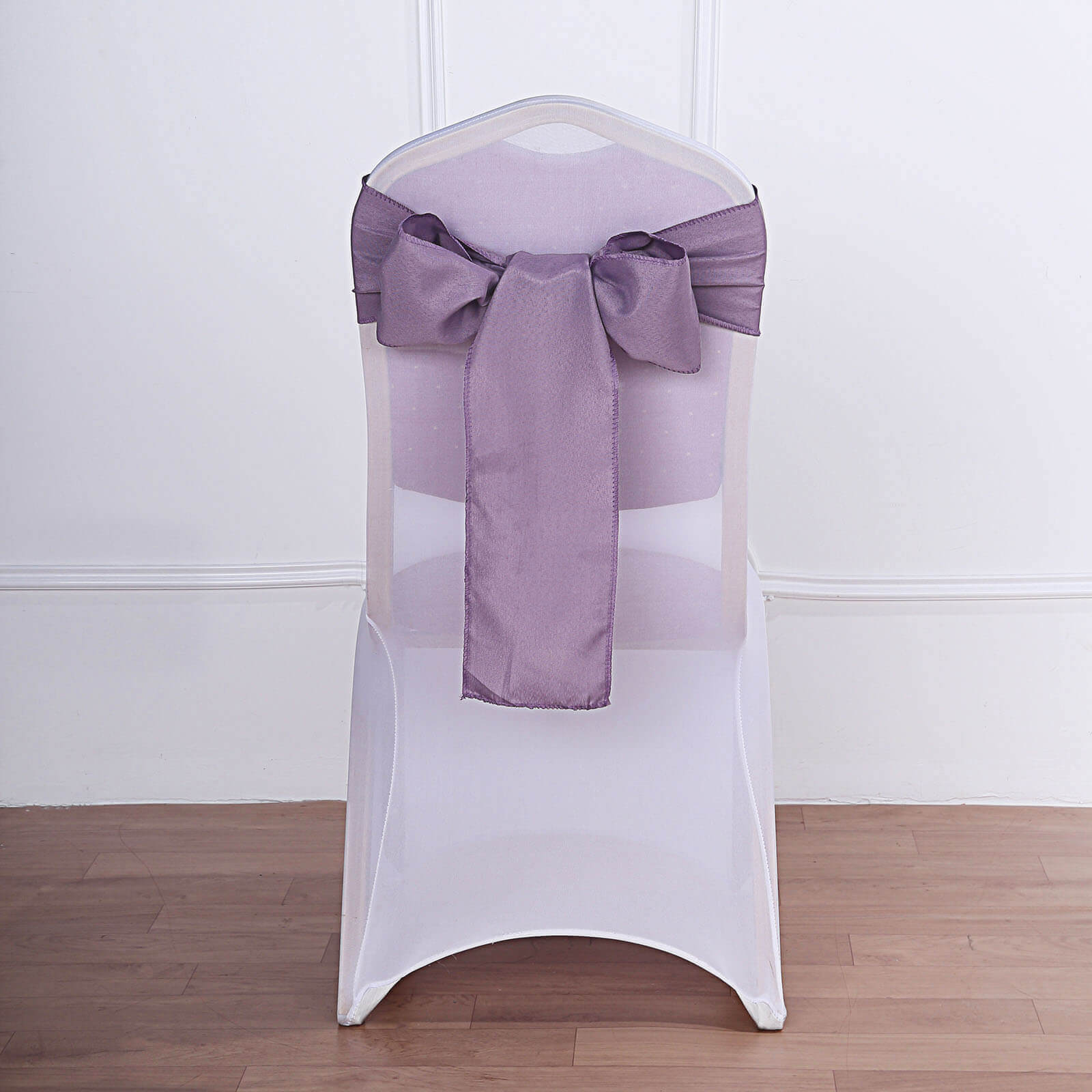 5 Pack Polyester Chair Sashes Violet Amethyst 6"x108" - Linen Luxes