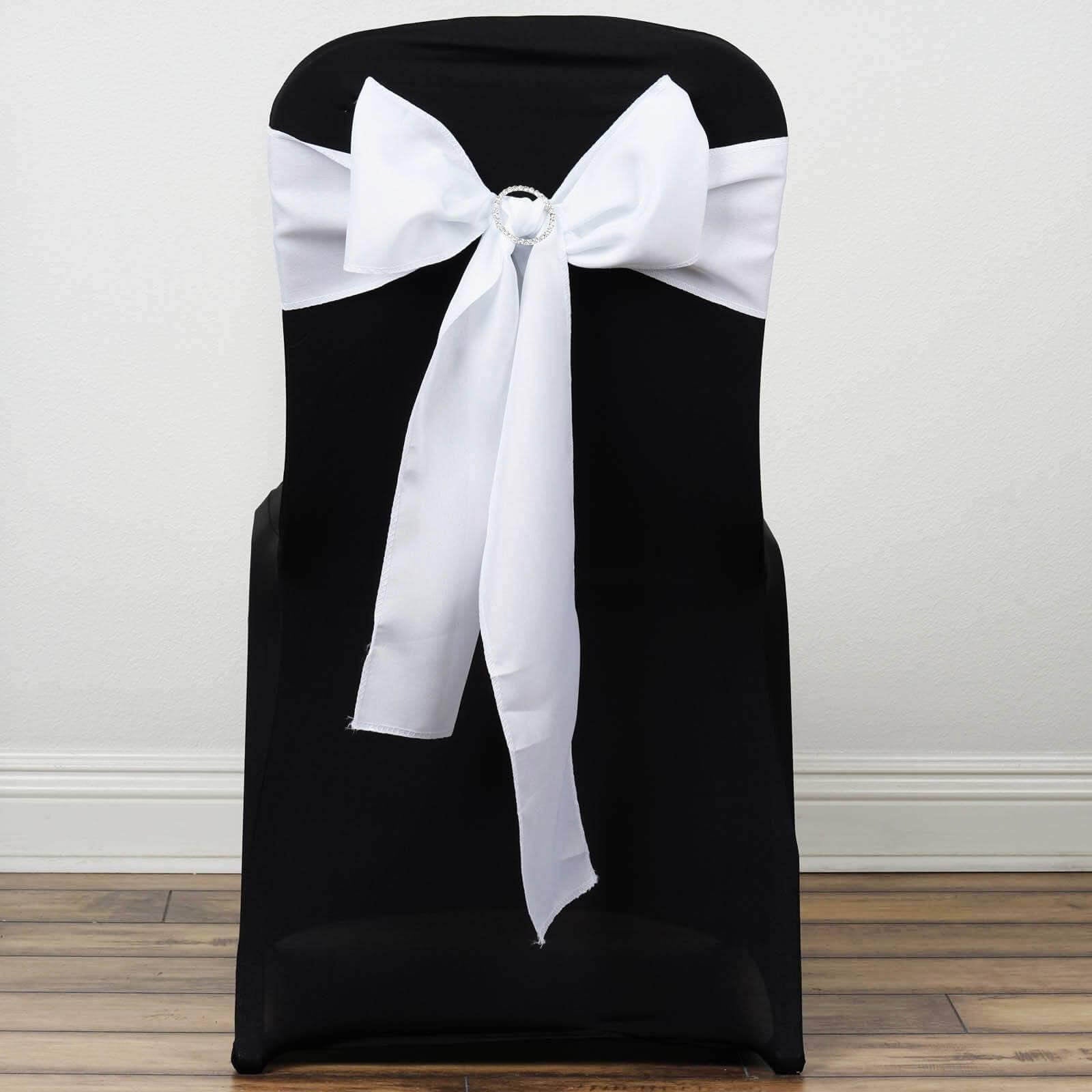 5 Pack Polyester Chair Sashes White - Subtle Elegance for Special Occasions 6"x108" - Linen Luxes