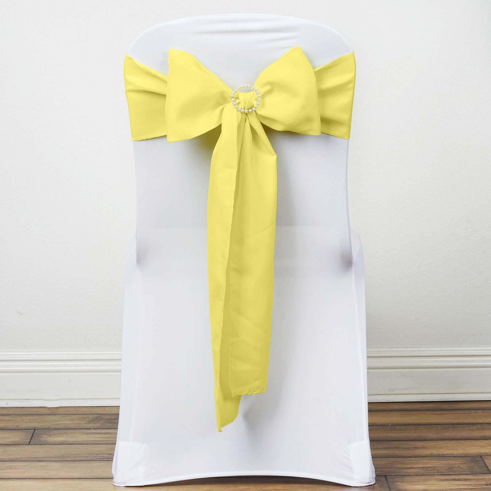 5 Pack Polyester Chair Sashes Yellow 6"x108" - Linen Luxes