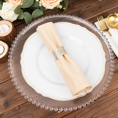 5 Pack Scuba 20"x20" Napkins Beige - Durable & Reusable Dinner Napkins