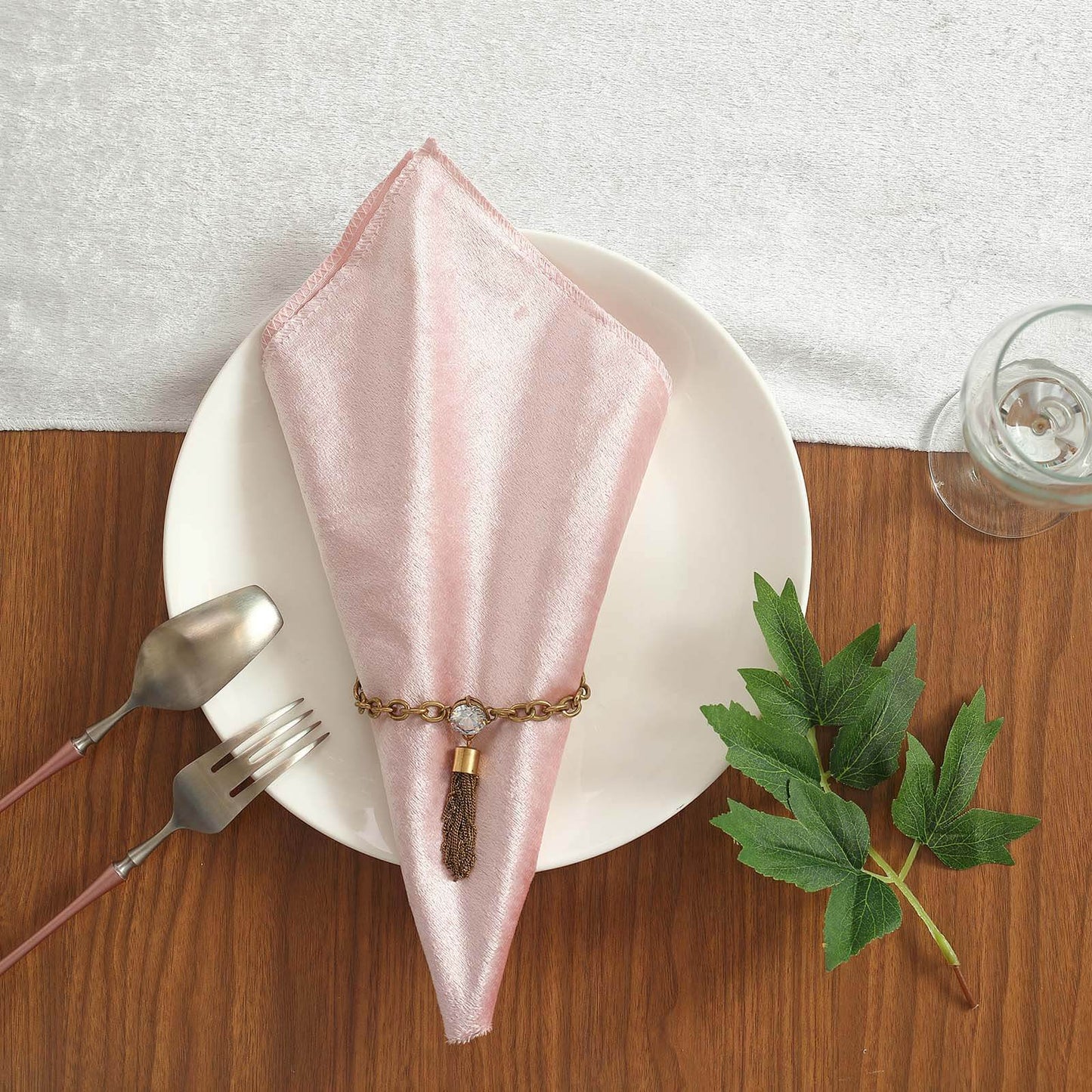 5 Pack Premium Velvet 20"x20" Napkins Blush - Soft Sheen Finish Cloth Napkins - Linen Luxes