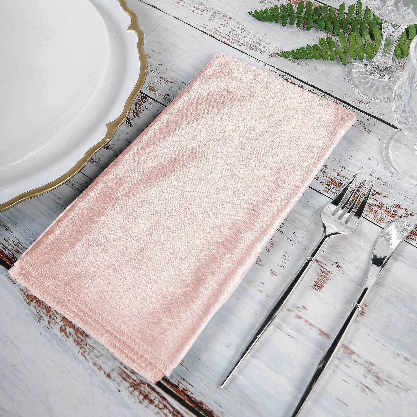 5 Pack Premium Velvet 20"x20" Napkins Blush - Soft Sheen Finish Cloth Napkins - Linen Luxes