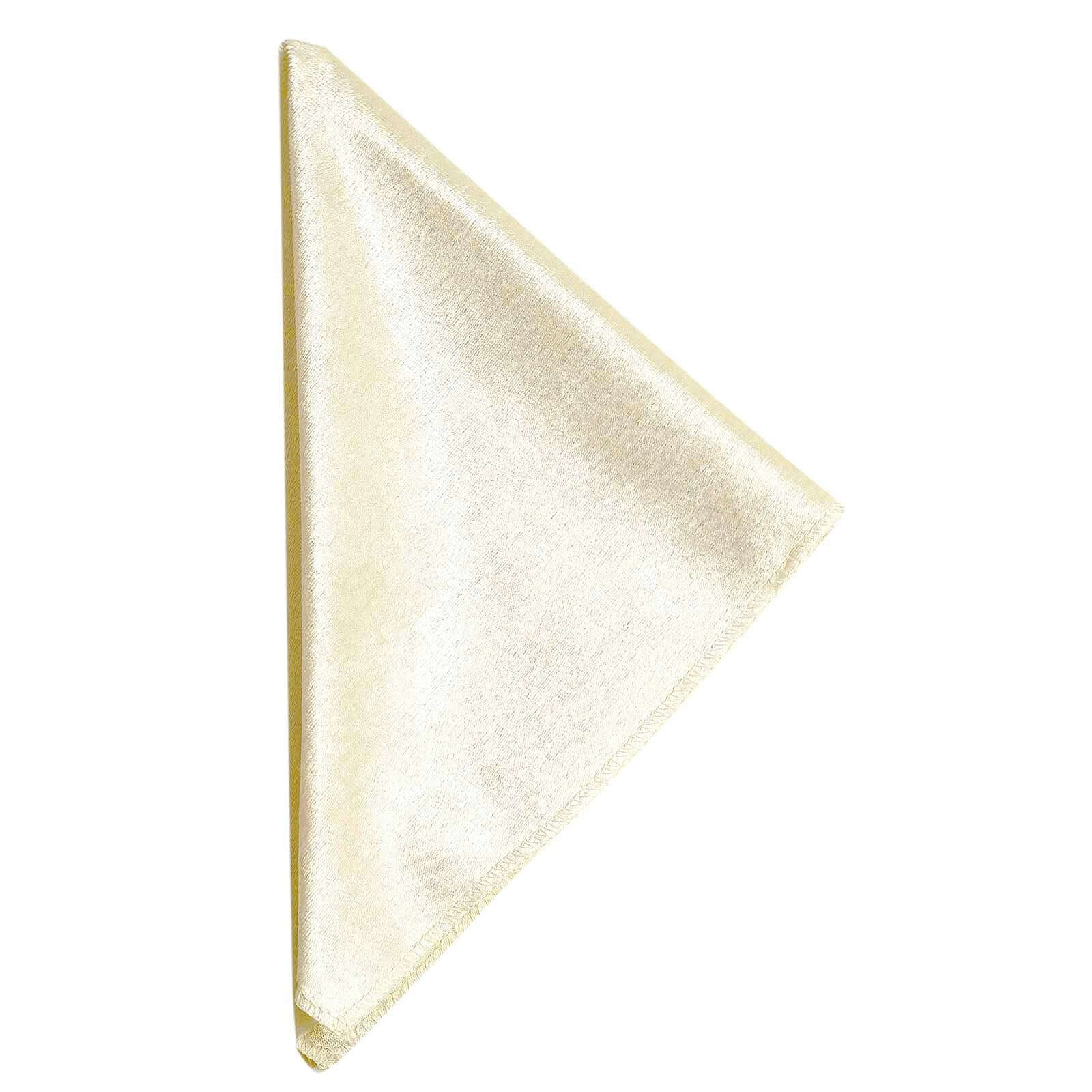 5 Pack Premium Velvet 20"x20" Napkins Ivory - Soft Sheen Finish Cloth Napkins - Linen Luxes