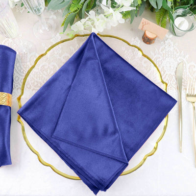 5 Pack Premium Velvet 20"x20" Napkins Royal Blue - Soft Sheen Finish Cloth Napkins - Linen Luxes
