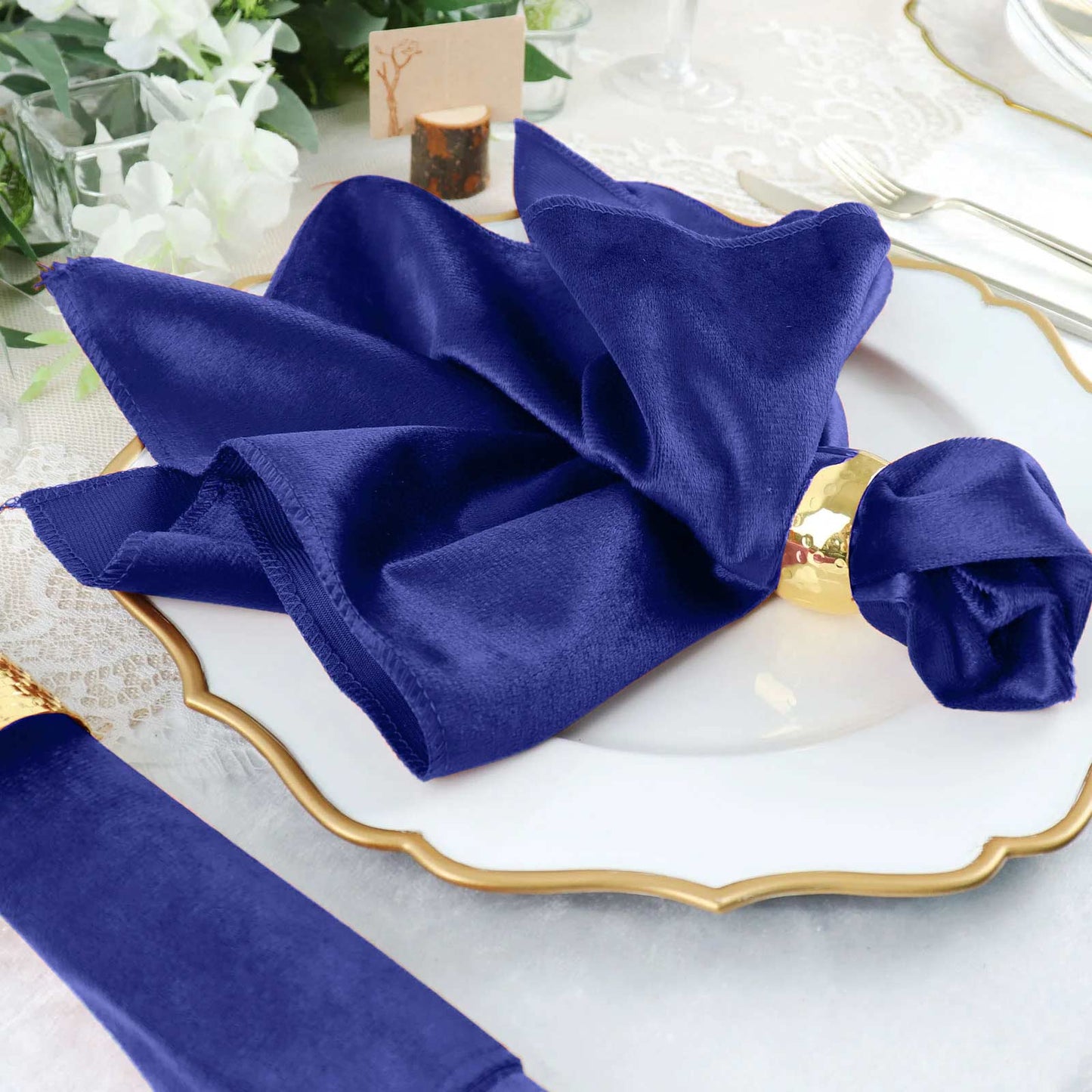 5 Pack Premium Velvet 20"x20" Napkins Royal Blue - Soft Sheen Finish Cloth Napkins - Linen Luxes