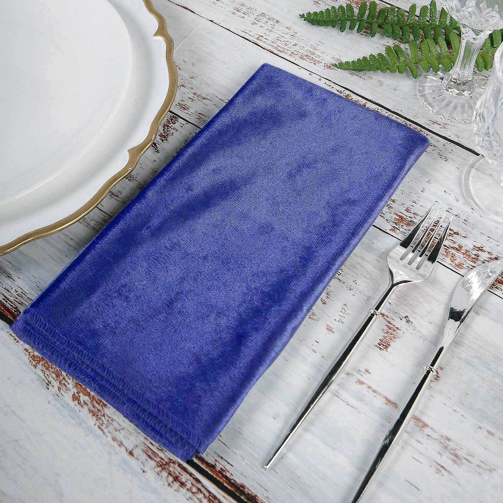 5 Pack Premium Velvet 20"x20" Napkins Royal Blue - Soft Sheen Finish Cloth Napkins - Linen Luxes