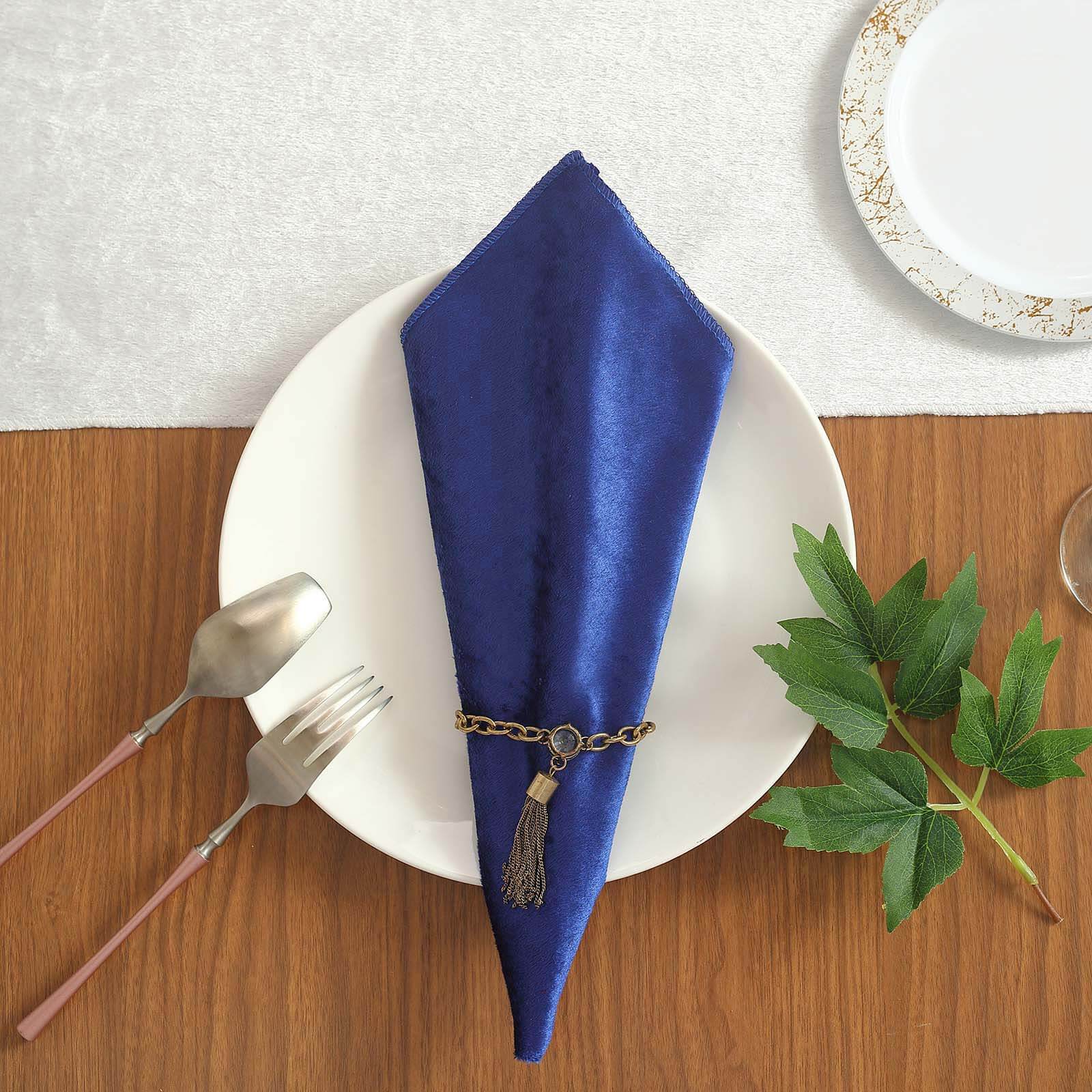 5 Pack Premium Velvet 20"x20" Napkins Royal Blue - Soft Sheen Finish Cloth Napkins - Linen Luxes