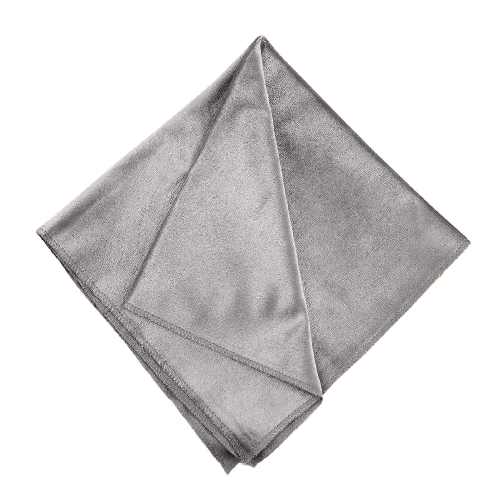 5 Pack Premium Velvet 20"x20" Napkins Silver - Soft Sheen Finish Cloth Napkins - Linen Luxes