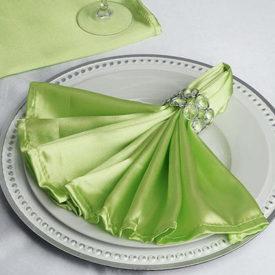 5 Pack Satin 20"x20" Napkins Apple Green - Luxurious Shine & Smooth Dinner Napkins - Linen Luxes