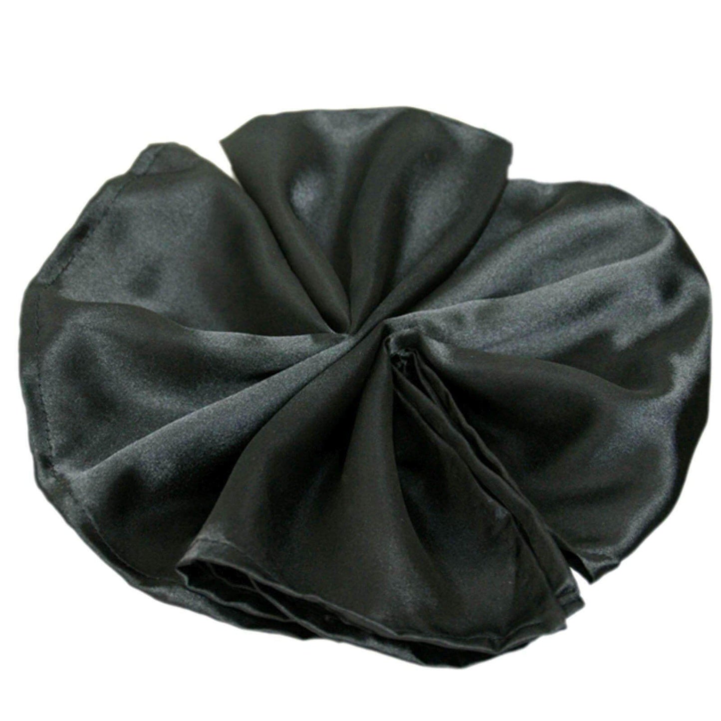 5 Pack Satin 20"x20" Napkins Black - Luxurious Shine & Smooth Dinner Napkins for Upscale Events - Linen Luxes
