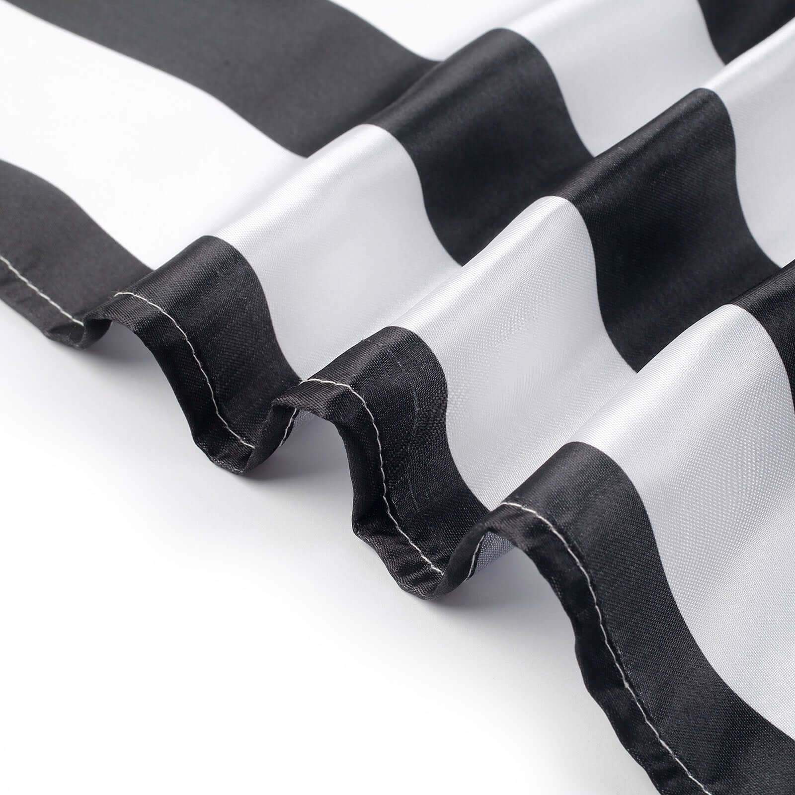 5 Pack Satin 20"x20" Napkins Black/White - Striped Reusable Dinner Napkins for Formal & Casual Dining - Linen Luxes