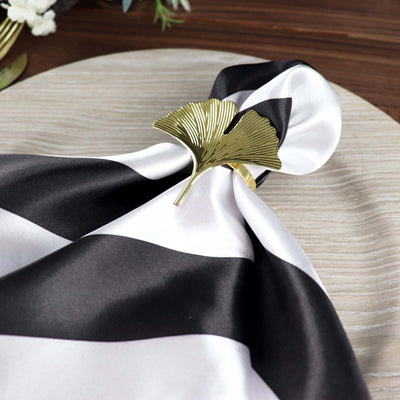 5 Pack Satin 20"x20" Napkins Black/White - Striped Reusable Dinner Napkins for Formal & Casual Dining - Linen Luxes