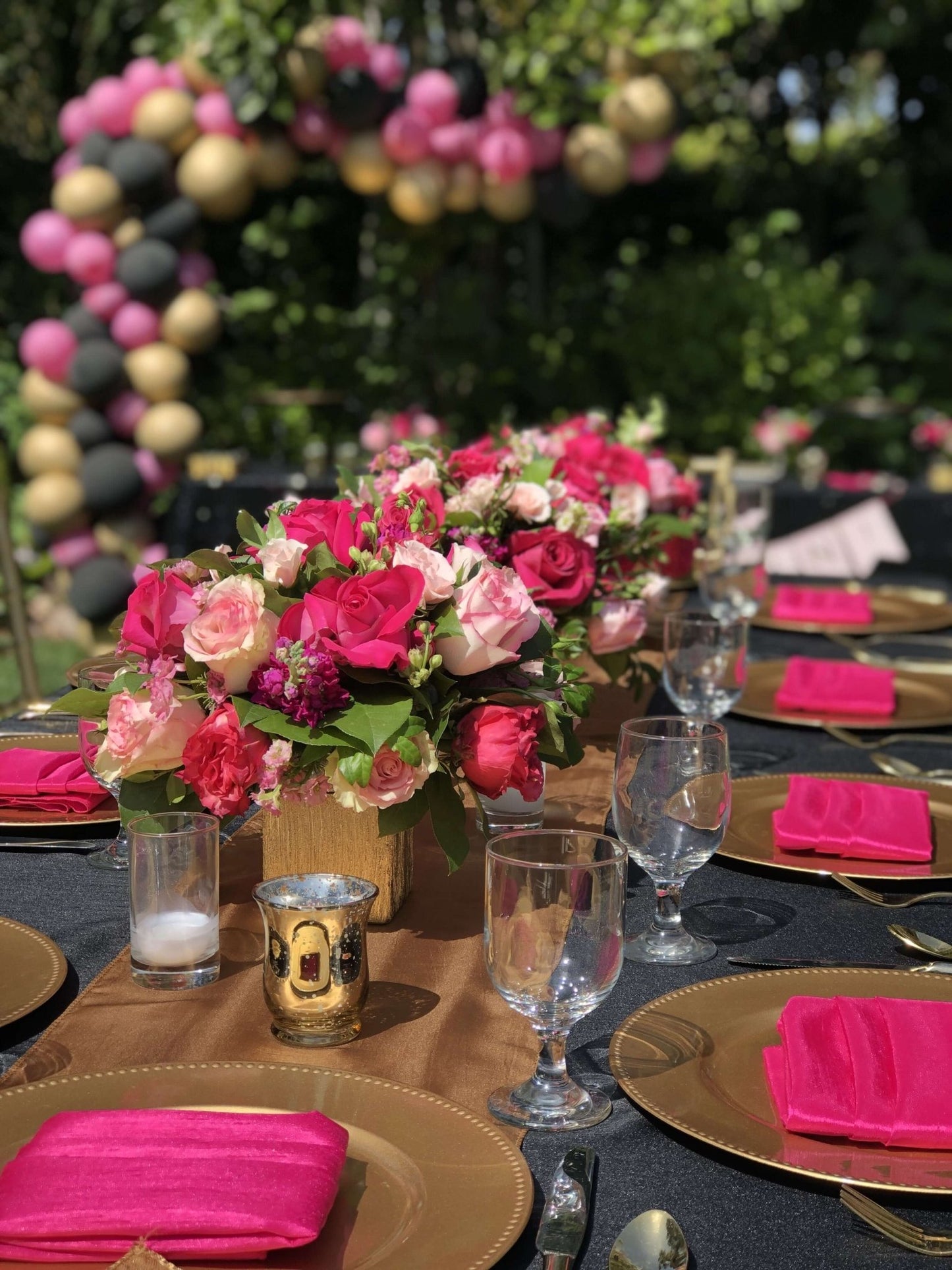 5 Pack Satin 20"x20" Napkins Fuchsia - Luxurious Shine & Smooth Dinner Napkins - Linen Luxes