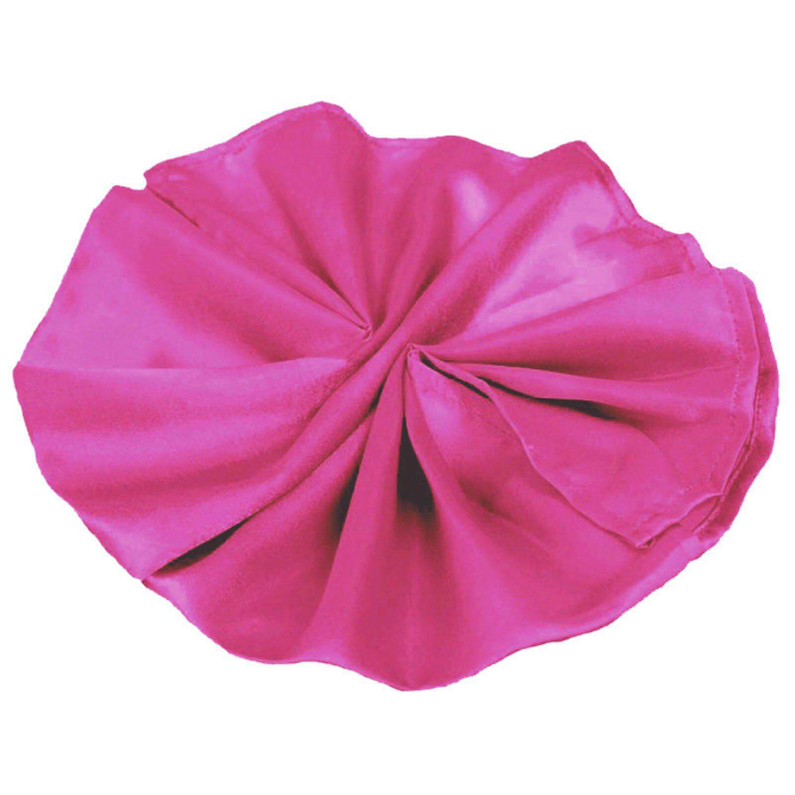 5 Pack Satin 20"x20" Napkins Fuchsia - Luxurious Shine & Smooth Dinner Napkins - Linen Luxes