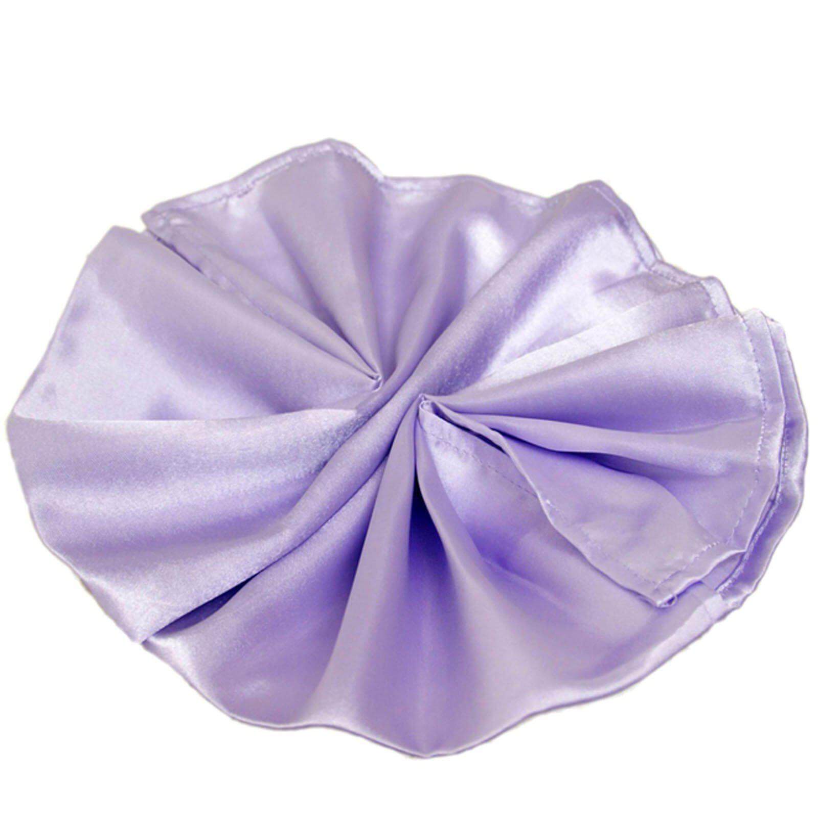 5 Pack Satin 20"x20" Napkins Lavender Lilac - Luxurious Shine & Smooth Dinner Napkins - Linen Luxes