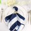 5 Pack Satin 20"x20" Napkins Navy Blue/White - Striped Reusable Dinner Napkins - Linen Luxes
