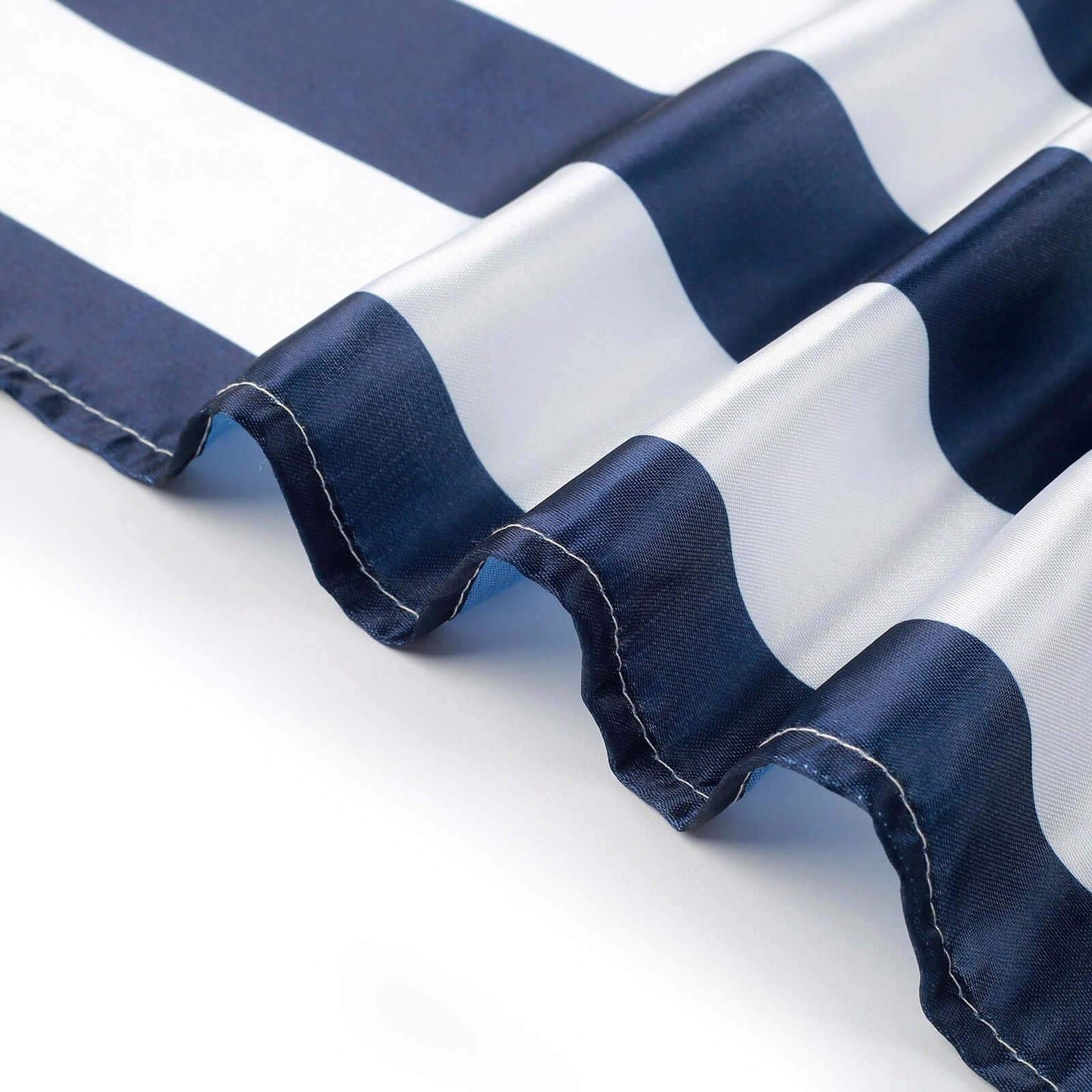 5 Pack Satin 20"x20" Napkins Navy Blue/White - Striped Reusable Dinner Napkins - Linen Luxes