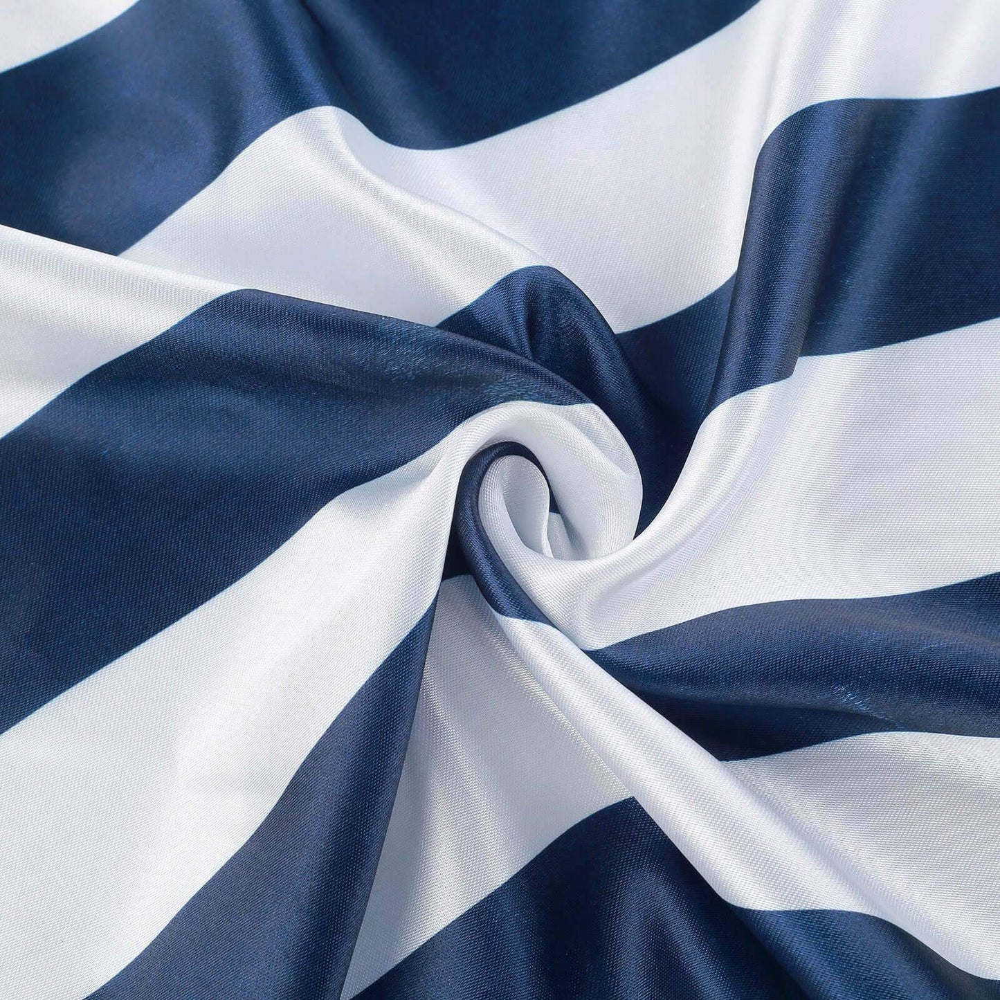 5 Pack Satin 20"x20" Napkins Navy Blue/White - Striped Reusable Dinner Napkins - Linen Luxes