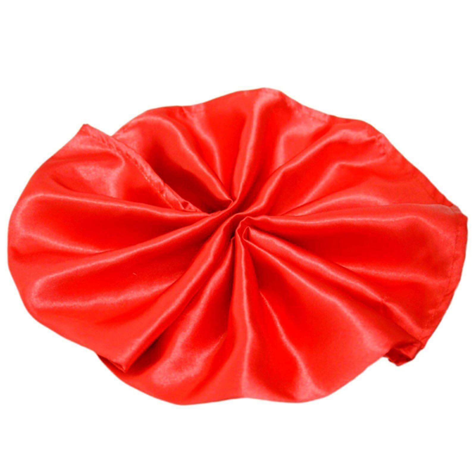 5 Pack Satin 20"x20" Napkins Red - Luxurious Shine & Smooth Dinner Napkins - Linen Luxes