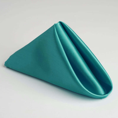 5 Pack Satin 20"x20" Napkins Turquoise - Luxurious Shine & Smooth Dinner Napkins - Linen Luxes