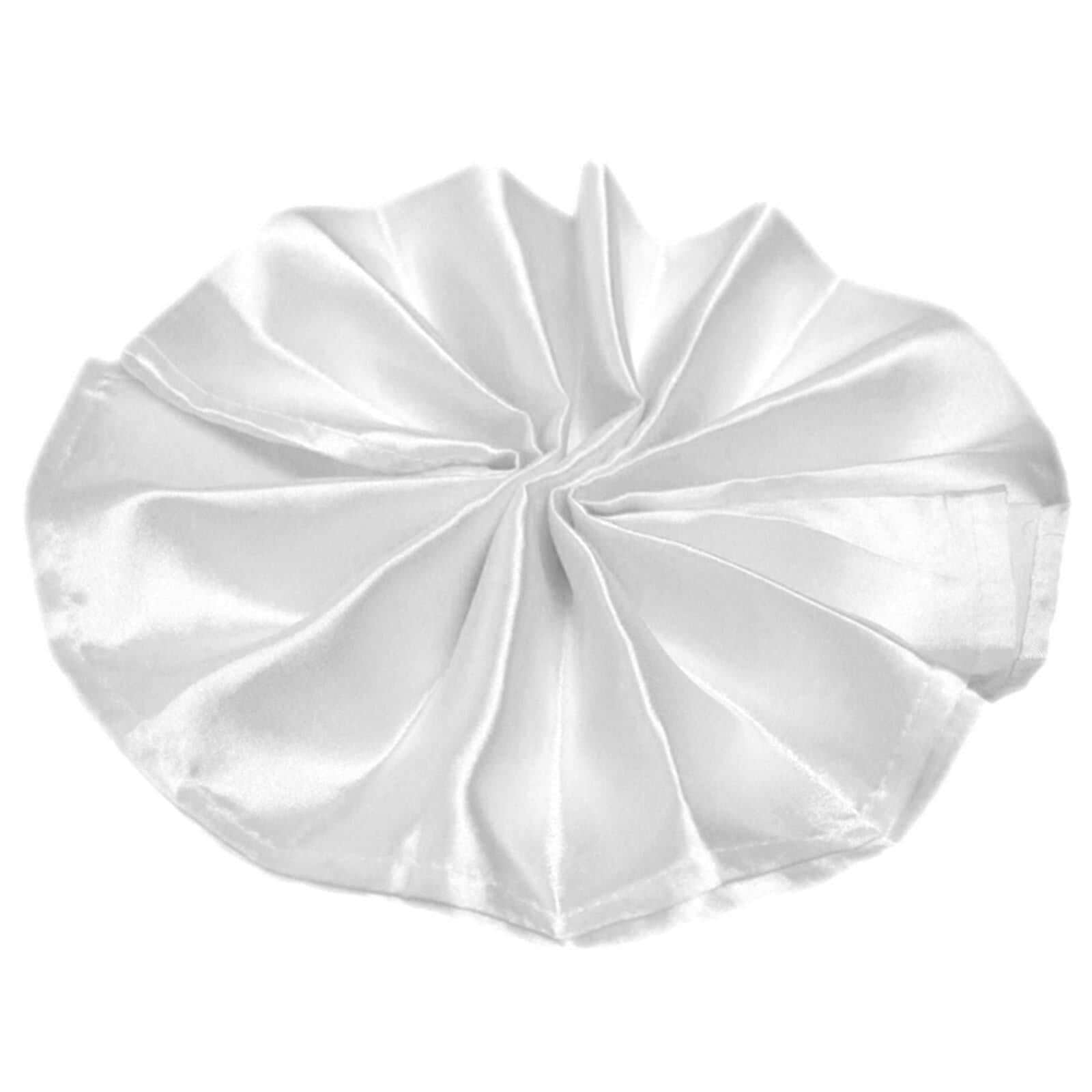 5 Pack Satin 20"x20" Napkins White - Luxurious Shine & Smooth Dinner Napkins for Upscale Events - Linen Luxes