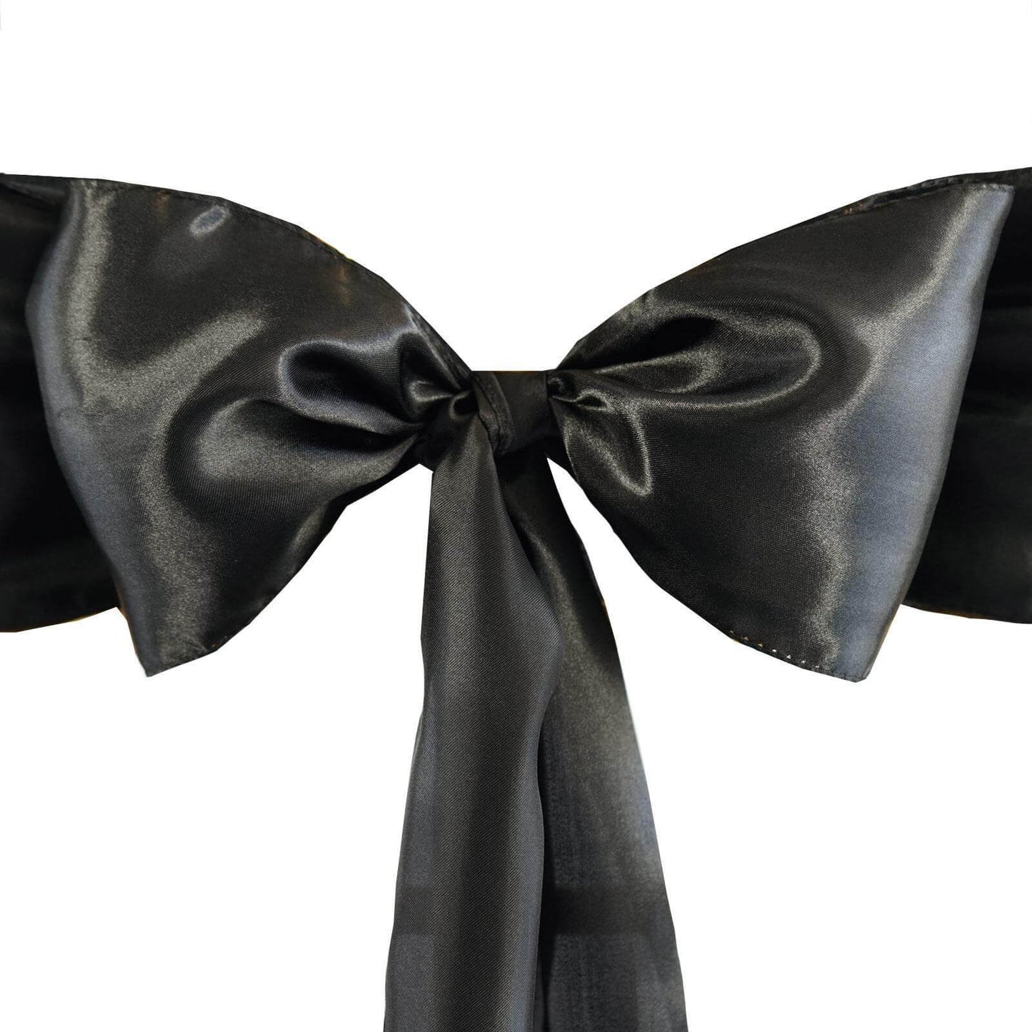 5 Pack Satin Chair Sashes Black - Durable Chair Bows with Shiny Finish for Classy Event Chair Decor 6"x106" - Linen Luxes