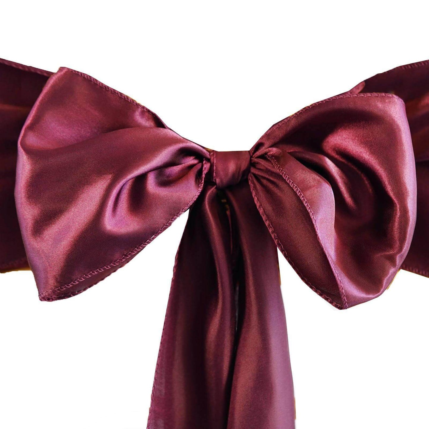 5 Pack Satin Chair Sashes Burgundy - Durable Chair Bows with Shiny Finish 6"x106" - Linen Luxes