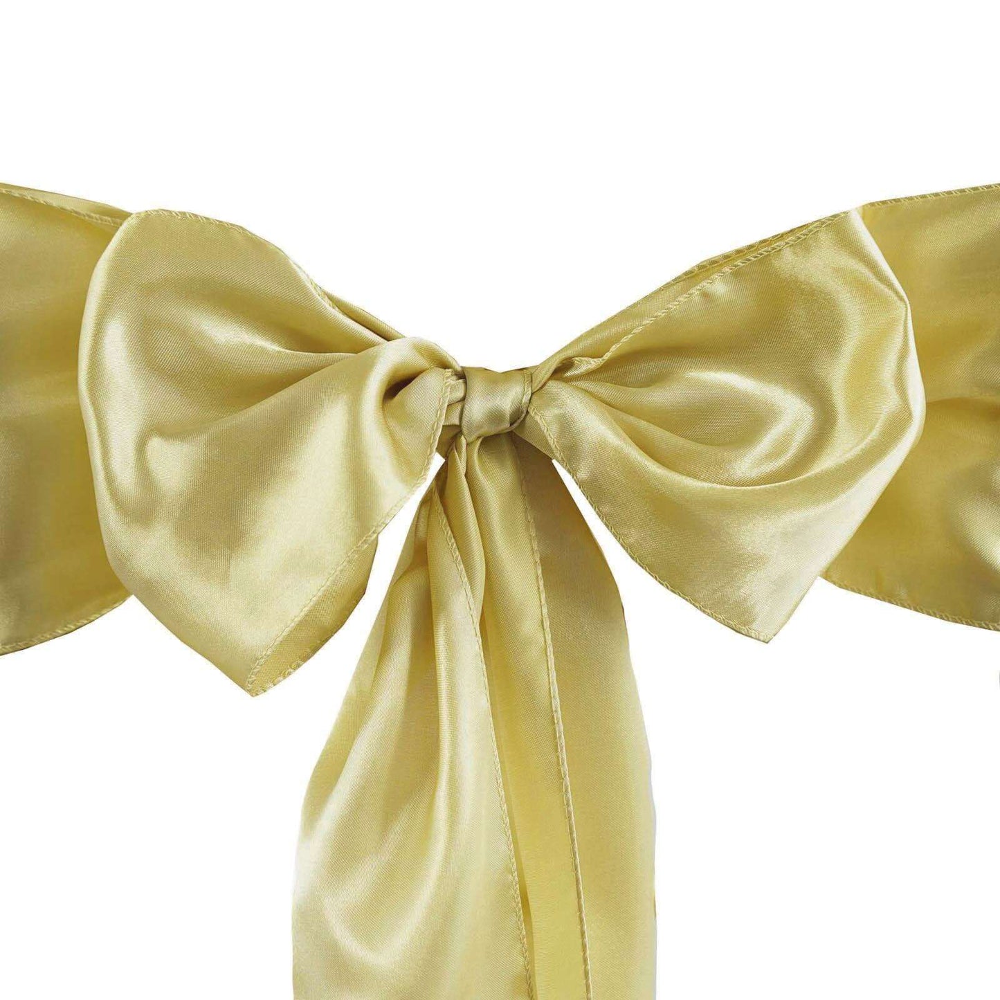 5 Pack Satin Chair Sashes Champagne - Durable Chair Bows with Shiny Finish 6"x106" - Linen Luxes