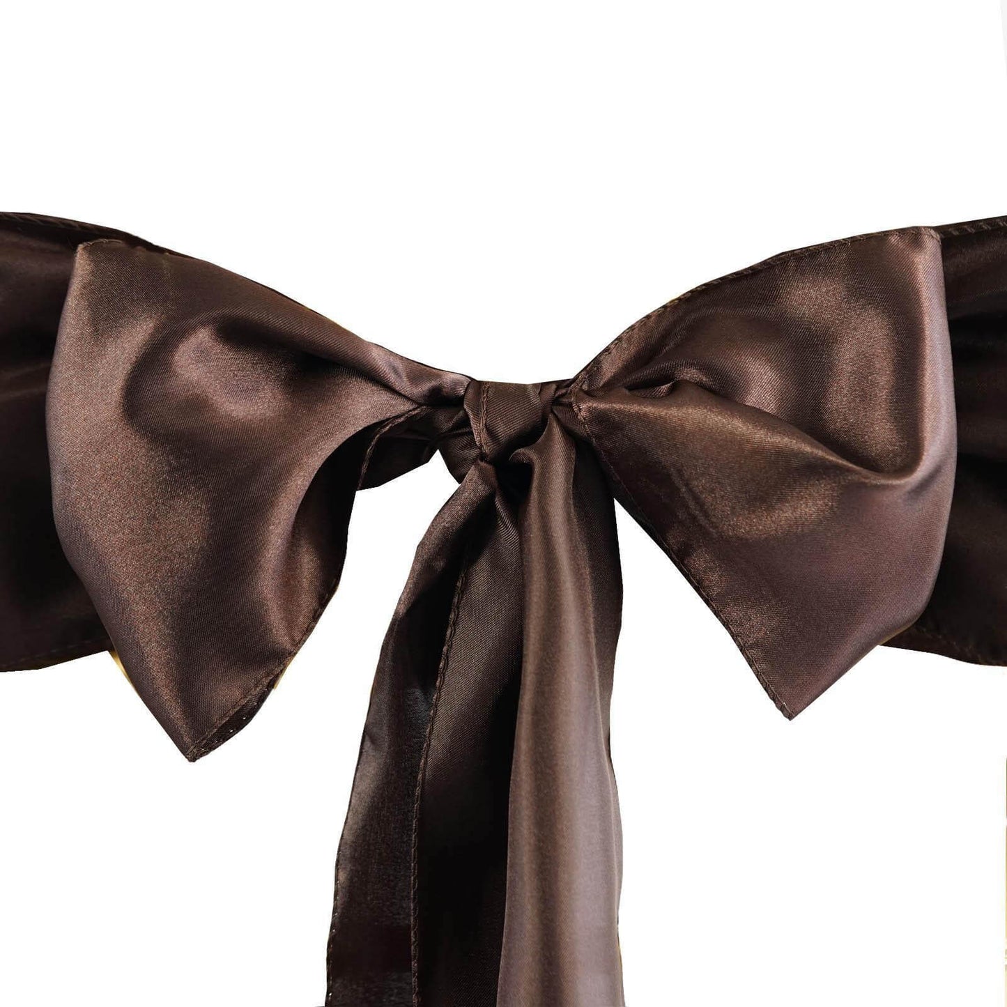 5 Pack Satin Chair Sashes Chocolate - Durable Chair Bows with Shiny Finish 6"x106" - Linen Luxes