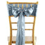 5 Pack Satin Chair Sashes Dusty Blue - Durable Chair Bows with Shiny Finish 6"x106" - Linen Luxes