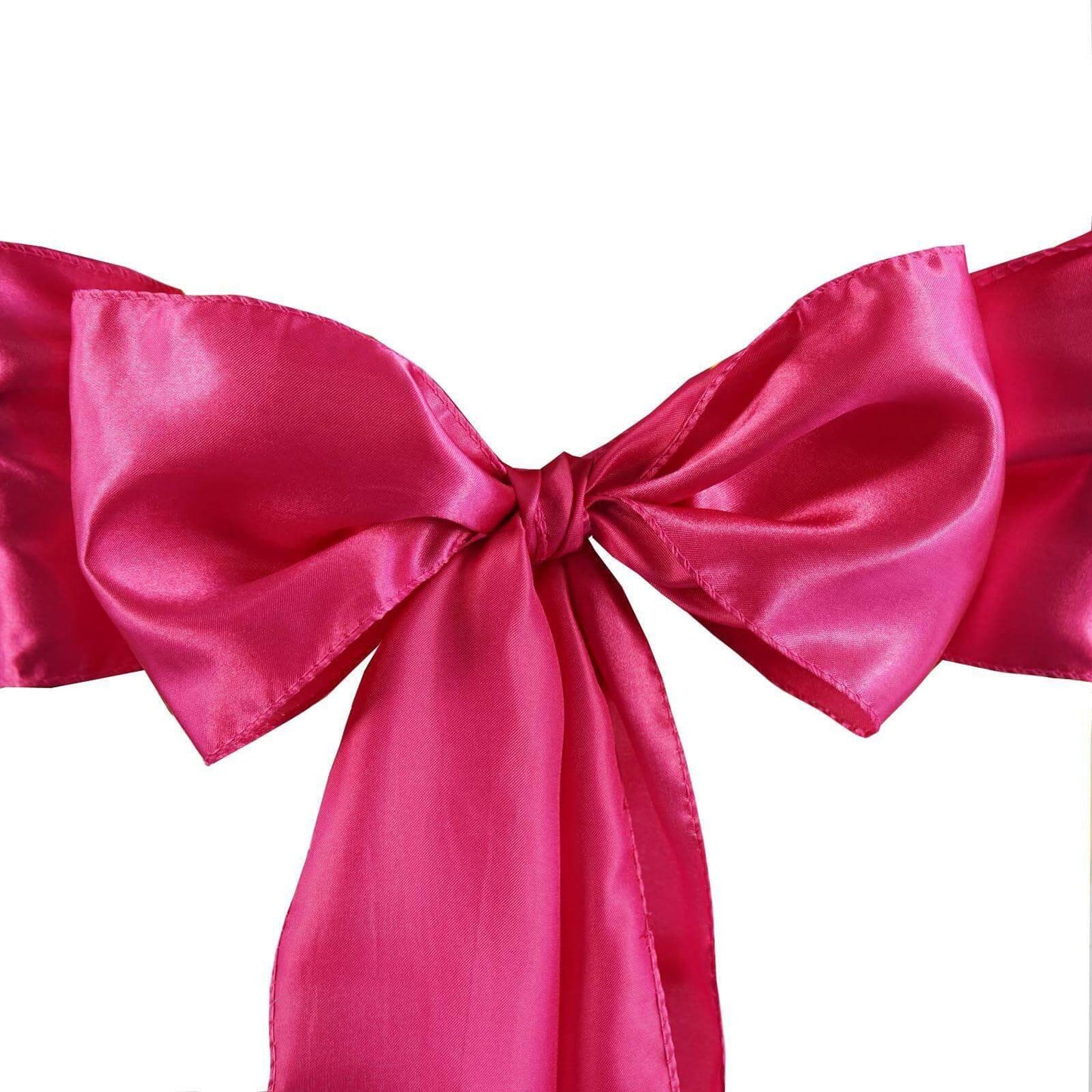 5 Pack Satin Chair Sashes Fuchsia - Durable Chair Bows with Shiny Finish 6"x106" - Linen Luxes