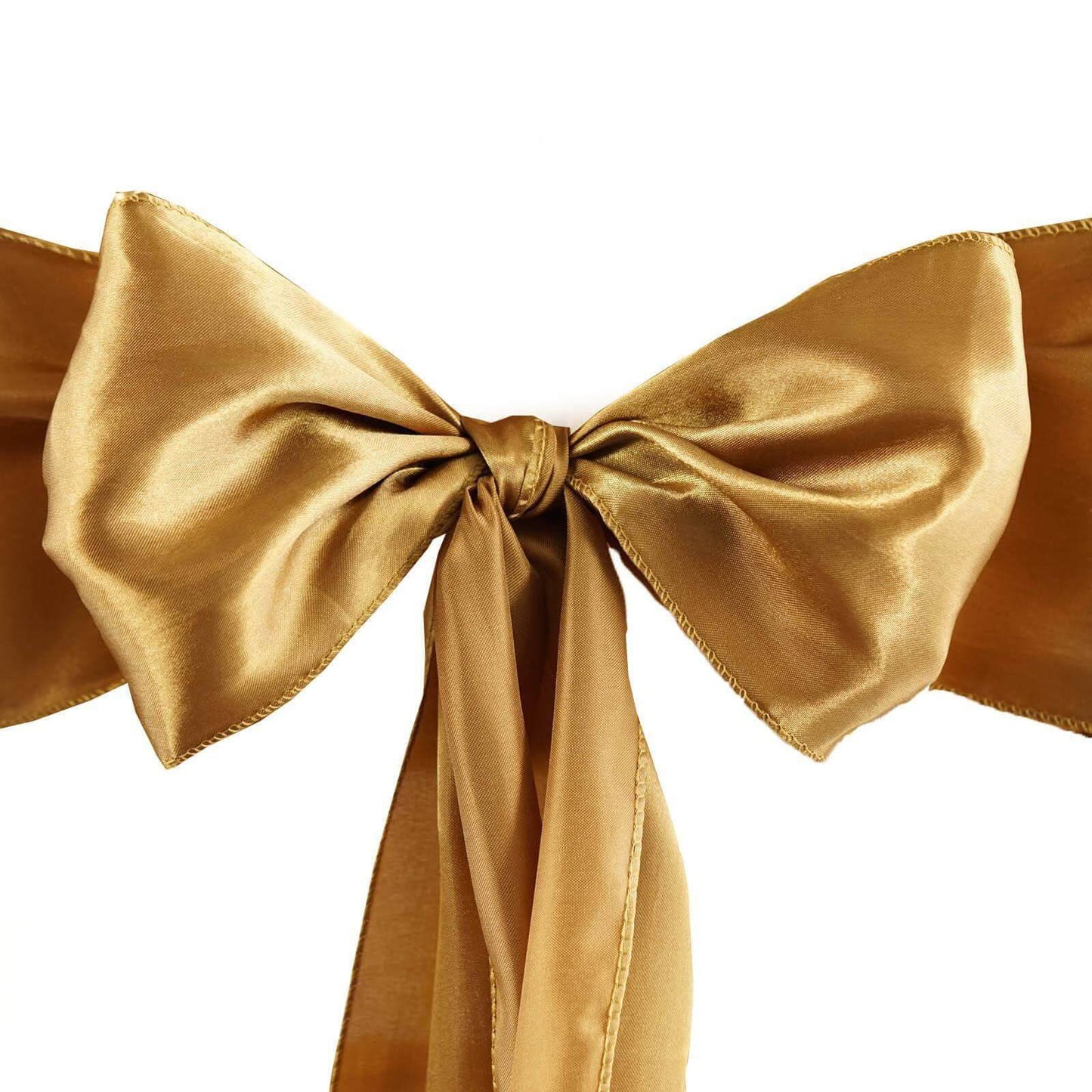 5 Pack Satin Chair Sashes Gold - Durable Chair Bows with Shiny Finish for Classy Event Chair Decor 6"x106" - Linen Luxes